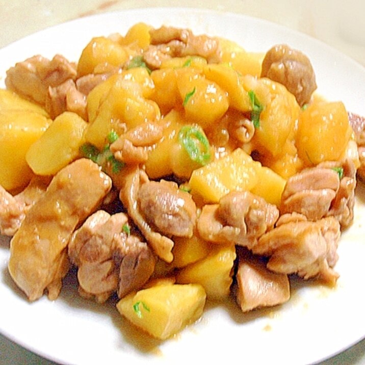 レンチンで時短!鶏ももとじゃがいもの醤油炒め♪